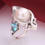 Sterling ezüst és gyöngy gyűrű