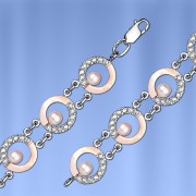 Idyll-Armband mit Perlen und Zirkonia. Gold-Silber