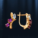 Gold earrings amethyst and topaz