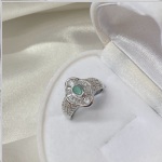 Silver ring "Muse". Emerald & Cubic Zirconia