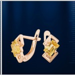 Серьги из розового золота и цитрина