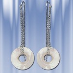 Earrings made of silver with mother of pearl
