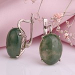 Silver earrings with moss agate