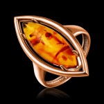 Gold plated silver ring. Honey amber