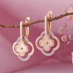 Boucles d'oreilles en or russe 585 zircone