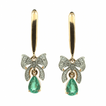 Gold earrings with emeralds and diamonds