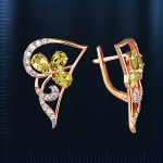 Russian gold earrings with chrisolite