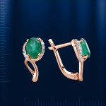 Gold earrings with diamonds & chrysoprase