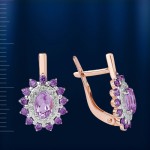 Gold earrings with amethysts and zirconia SUCCESS