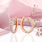 Boucles d'oreilles en or avec diamants, or russe 585