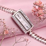 Silver wristwatch with zirconia