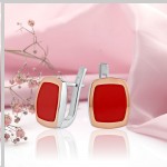 Silver earrings "Joy". Coral & Gold