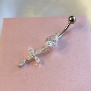 Bauchnabelpiercing „Kreuz“. Zirkonia