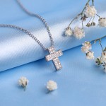 Gold necklace "Cross" with diamonds