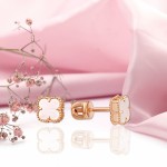 Gold stud earrings 585 mother of pearl 6 mm