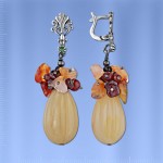 Русские серебряные серьги с агатом.