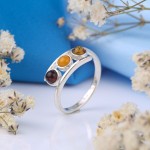 Silver ring "Amber trio"