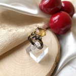 Gold-plated silver ring with zirconia and citrine