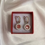 Silver earrings with rubellite & zirconia