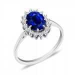 Gold ring with sapphire and diamonds