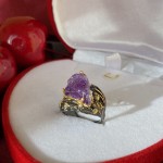 Gold-plated silver ring with amethyst & zirconia