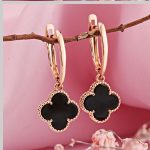 Goldene Ohrringe - Anhänger Rot Gold 585 Black Onyx ⌀10 mm