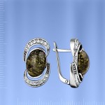 Russian silver earrings with serpentine