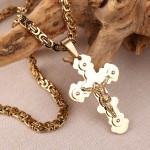 Steel chain with cross pendant
