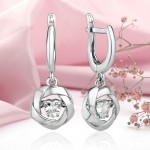 Silver earrings with dancing zirconia