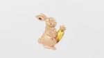 Gold-plated silver brooch "Bunny". Amber