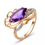 Купите женски прстен са аметистом 585 црвеног злата