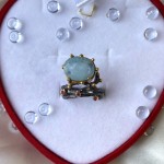 Gold-plated silver ring with aquamarine & zirconia