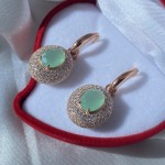 Gold-plated earrings "Youth". Chrysoprase & Zirconia