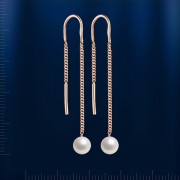 Ohrringe – Fäden aus russischem Gold mit Perlen