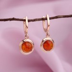 Серьги с янтарем. Русское золото