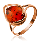 Aranyozott ezüst gyűrű borostyánnal