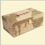 Spiel „Russisches Lotto“ in einer Lederbox.