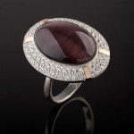 Кольцо с Улекситом Серебряное золото