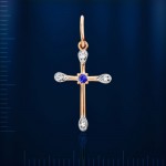 Cross pendant with brilliant, gold