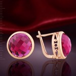 Russian gold earrings with corundum rose gold
