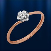 Золотое кольцо с бриллиантами. Биколор