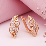 Серьги из розового золота 585 с цирконием