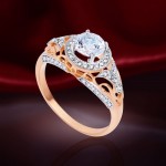 Gold ring with diamonds, topaz Swarovski®