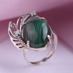 Кольцо с малахитовым серебром