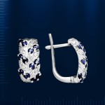 Earrings with diamonds and sapphires. White gold
