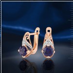 Gold-plated silver earrings with sapphire