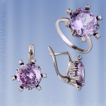 Earrings & Ring. Amethyst, silver