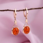 Earrings with amber. Russian gold