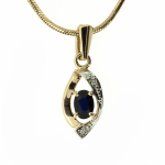 Golden pendant with sapphire and diamonds