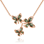 Pozlátený strieborný náhrdelník so zeleným jantárom